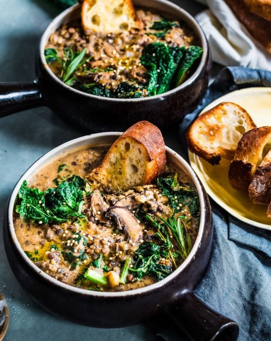 Creamy Mushroom and Black Beluga Lentil Stew