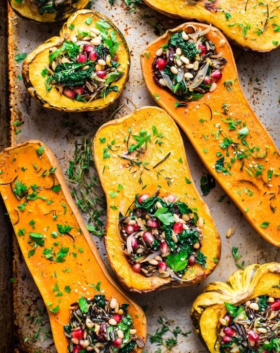 Vegan Wild Rice Stuffed Squash