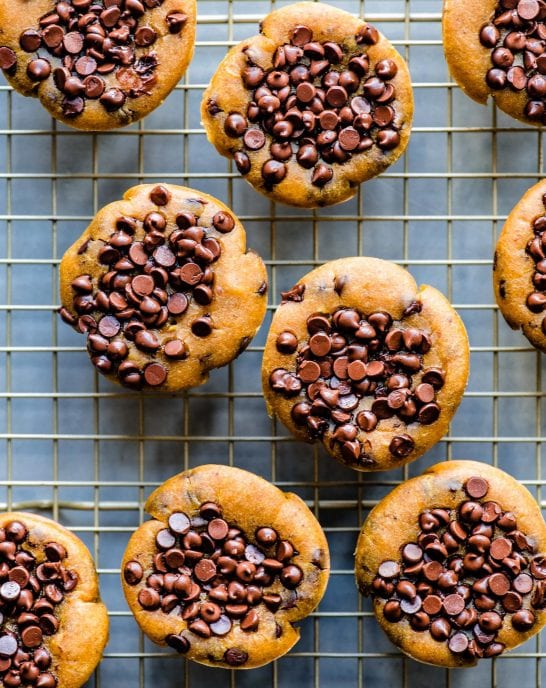 Vegan Pumpkin Tahini Chocolate Chip Muffins
