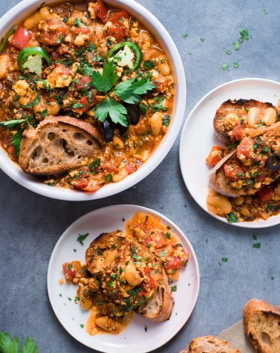 Vegan Shakshuka with Tofu and White Beans