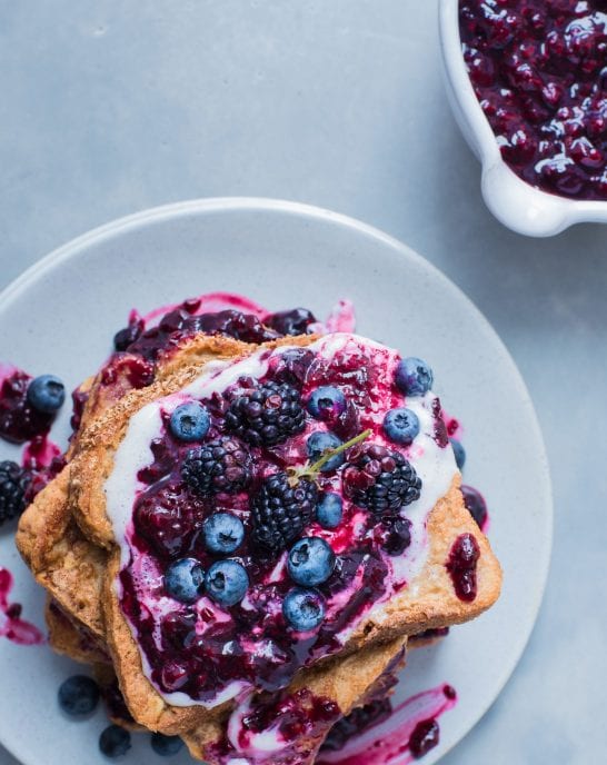 Simple 15-Minute Vegan French Toast with Berry Compote