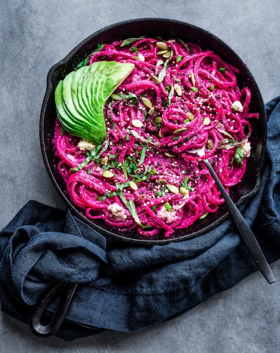 Vegan Beet Alfredo with Lemon-Basil Ricotta