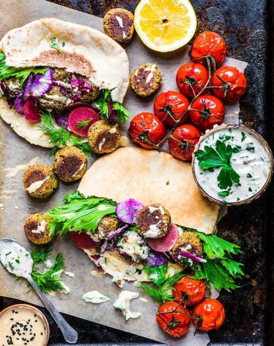 Tempeh Walnut Falafel with Vegan Tzatziki Sauce