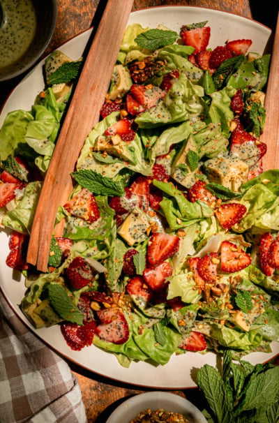 Summer Fresh Strawberry Salad with Mint Poppy Seed Dressing