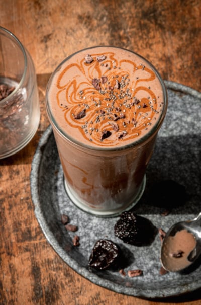 Vegan Chocolate Fantasy Smoothie with Prunes & Flax