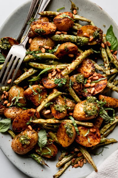 Fresh Green Beans & Baby Potatoes with Pesto