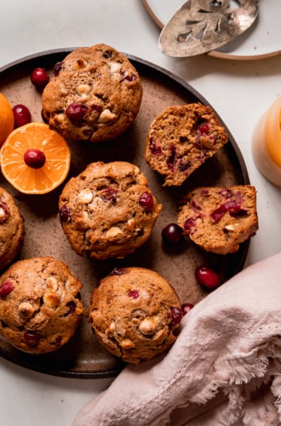 Vegan Cranberry Clementine Muffins with White Chocolate