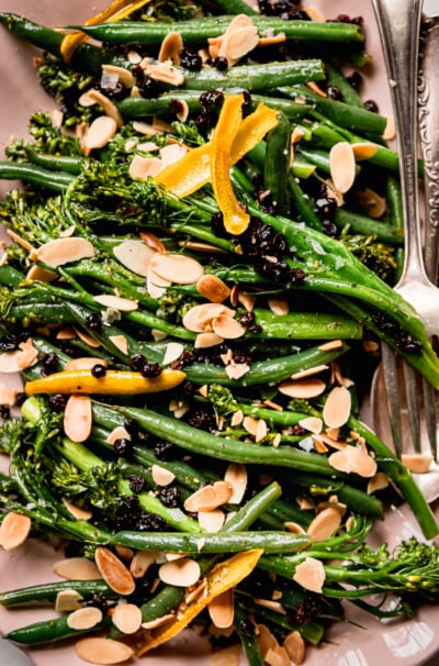 Lemony Sautéed Broccolini & Green Beans with Almonds