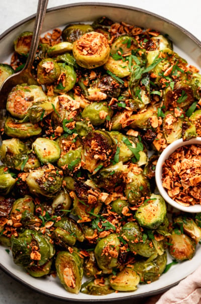 Roasted Brussels Sprouts with Smoky Almond Bits
