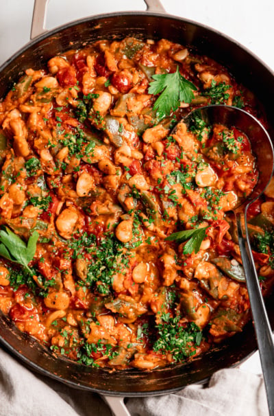 Saucy Butter Bean Skillet with Cherry Tomatoes & Gremolata