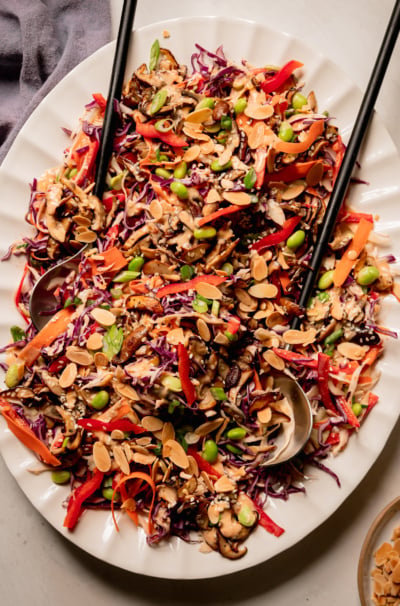 Spicy Sesame Slaw with Mushrooms & Edamame