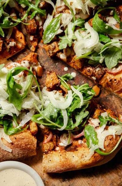 Spicy Vegan Butternut Squash Flatbread with Za’atar & Miso Garlic Sauce