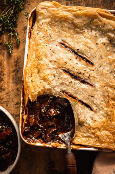 Vegan Mushroom & Red Wine Bourguignon Pot Pie
