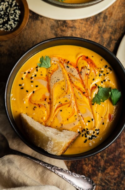 Spicy Sesame Carrot Soup with Red Lentils