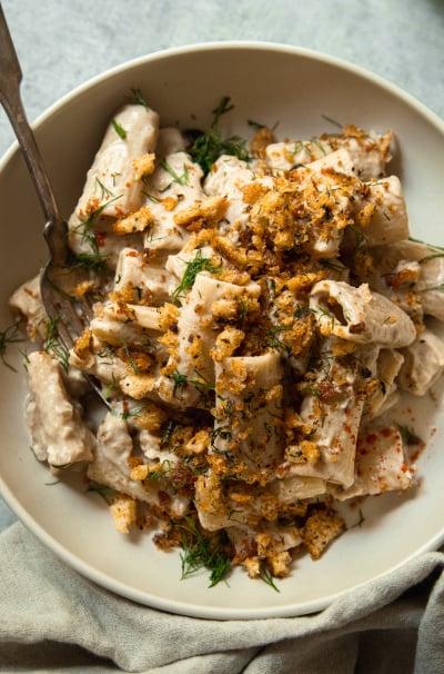 Pasta with Creamy Eggplant-Walnut Pasta Sauce