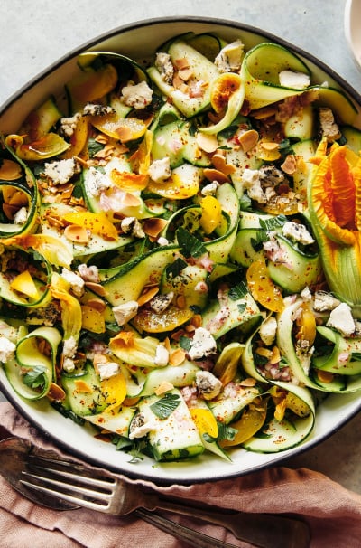 Shaved Zucchini Salad with Plums, Herbs & Almonds