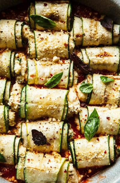 Zucchini Involtini with Almond Ricotta