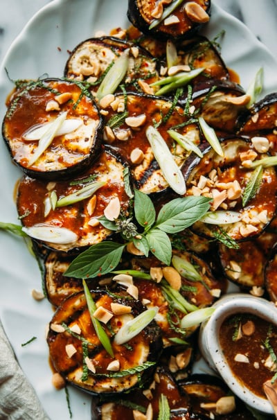 Grilled Eggplant with Peanut Ginger Sauce