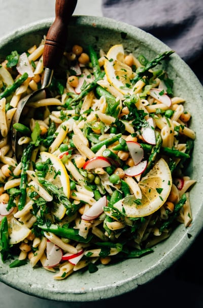 Lemony Spring Pasta Salad with Vegetables & Herbs