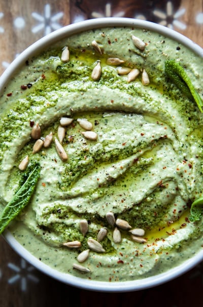 Creamy Kale Pesto White Bean Dip