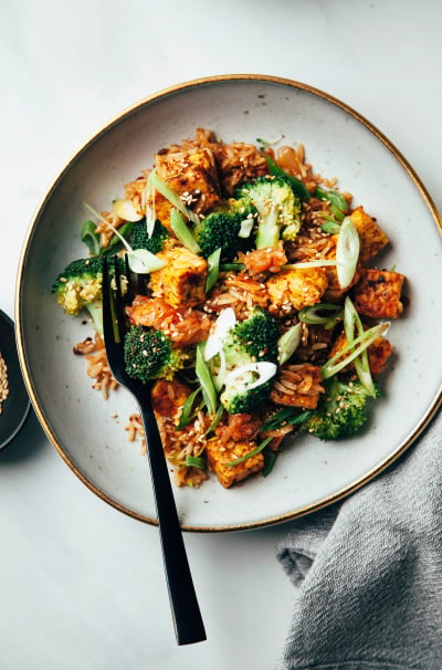Vegan Kimchi Fried Rice with Smoky Tempeh & Broccoli
