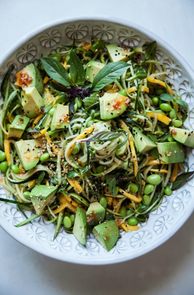 Cold Veg Mango Noodles with Spicy Sesame Citrus Dressing