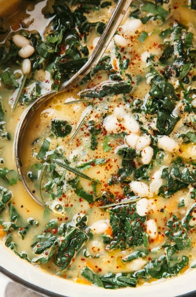 Creamy White Bean Soup with Kale, Rosemary & Lemon