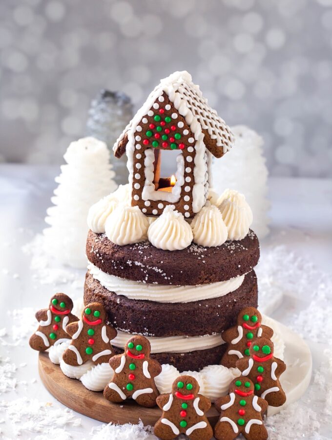 Vegan Gingerbread House Cake