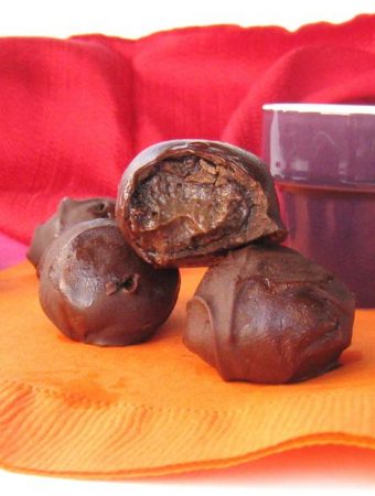 Vegan Peanut Butter Cream Filled Chocolate Truffles