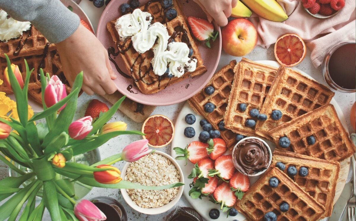 Vegan Apple Waffles With Vanilla And Cinnamon