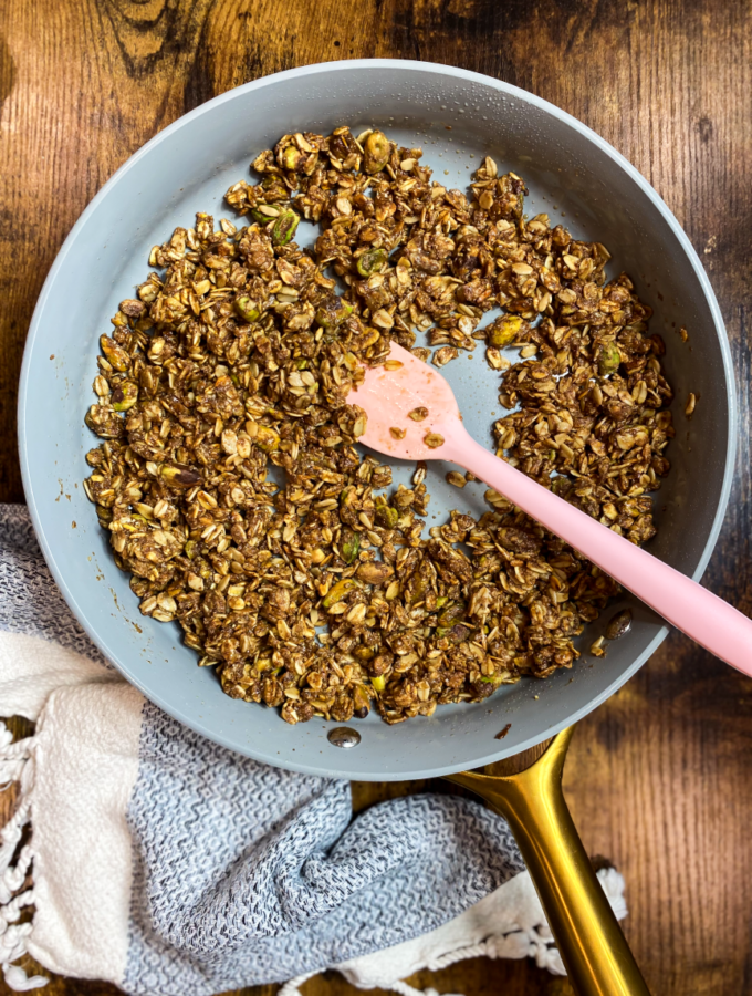 Easy Vegan Stovetop Granola With Pecan Butter