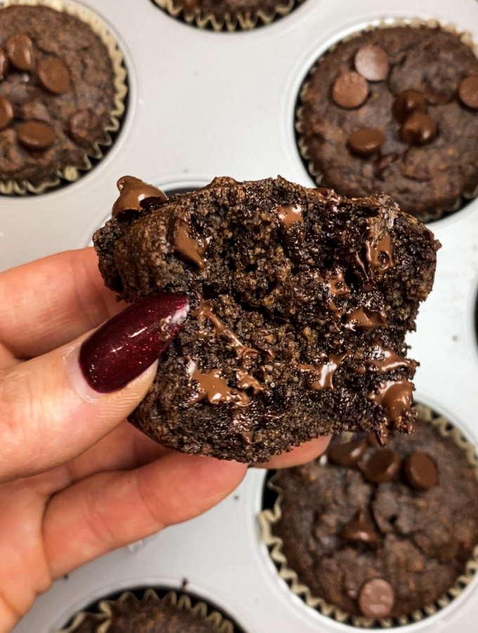 Vegan Chocolate Lentil Protein Muffins