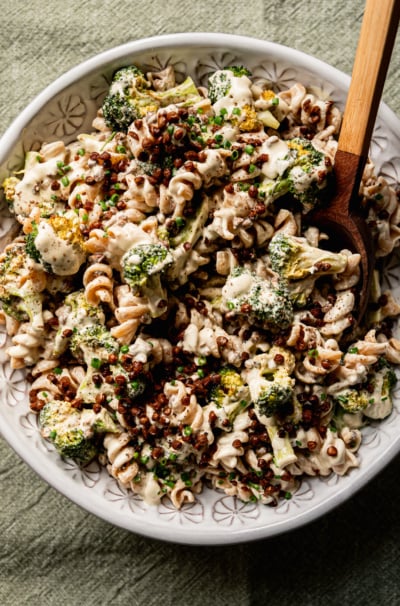 Vegan Broccoli Caesar Pasta Salad