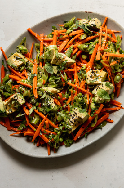 Crunchy Snap Peas & Carrots Salad with Sesame Lime Dressing