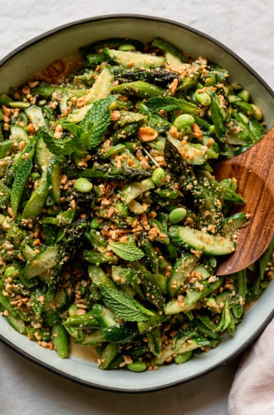 Roasted Asparagus Salad with Ginger Lime Dressing & Peanuts
