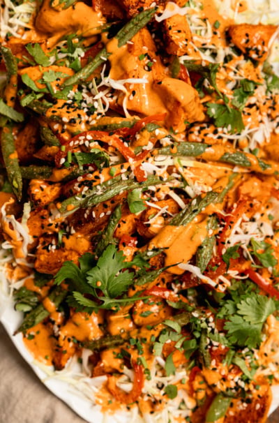 Gochujang Peanut Sweet Potato Salad with Green Beans