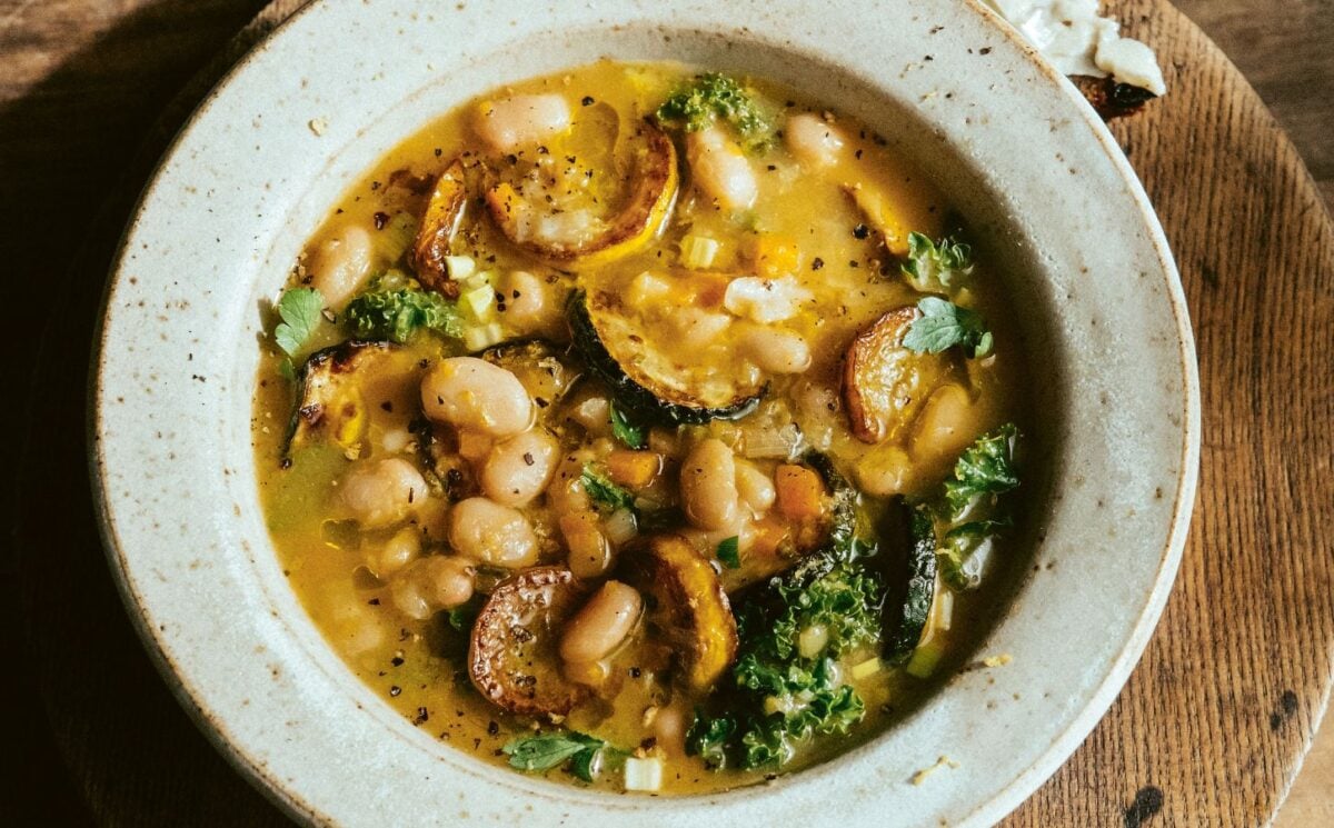 Courgette, Leek, White Bean And Kale Stew