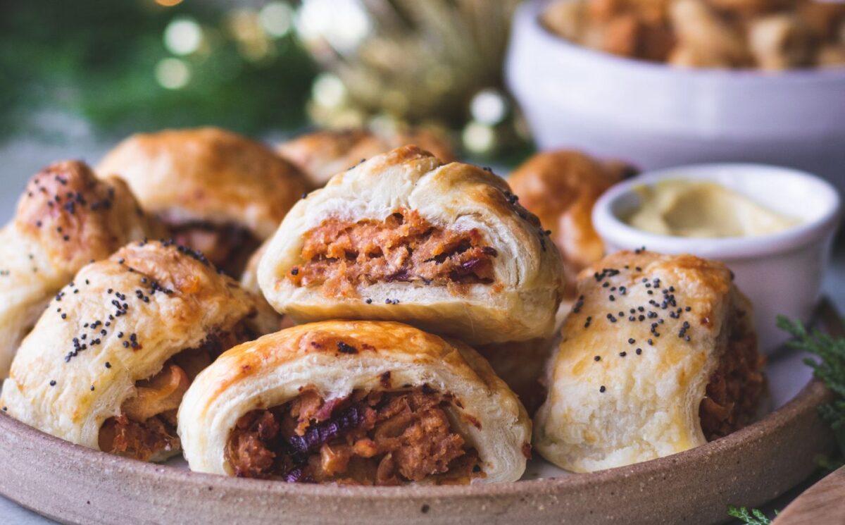 Caramelized Apple And Red Onion Vegan Sausage Rolls