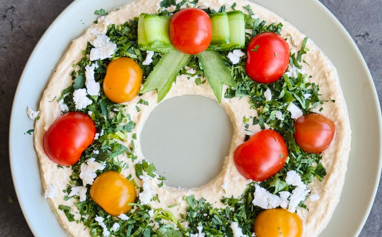 Vegan Christmas Day 2: Hummus Christmas Wreath