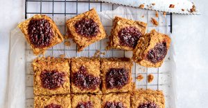 Vegan Gluten-Free Baked Peanut Butter and Jam Oat Bars Recipe