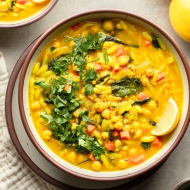 Golden Orzo Soup with Chickpeas