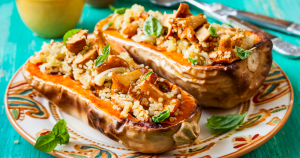 This stuffed butternut squash is the plant-based holiday centerpiece that your table has been missing