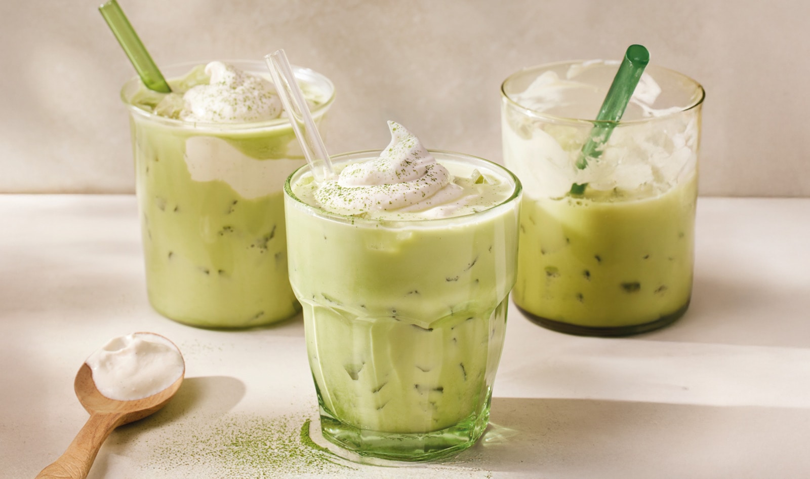 This Iced Pistachio Matcha Has a Creamy Vegan Cheesecake Surprise