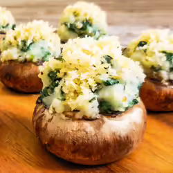 Vegan Spinach and Mashed Potato Stuffed Mushrooms