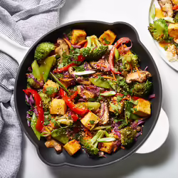 Oil-Free Sweet Chili Tofu Broccoli Mushroom Stir-FryÂ 