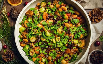 30-Minute Caramelized Sprouts With Butter Beans