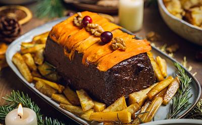 Lentil And Walnut Loaf With Cranberry Glaze