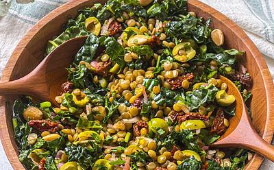 Lemon Pesto Lentil Salad With Olives and Sun-Dried Tomatoes