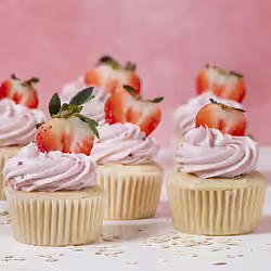 Vegan Buttermilk OatâCupcakes With Strawberry Buttercream Frosting