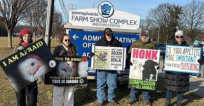 Animal Rights Group Protest Outside Entrance of Pennsylvania Farm Show